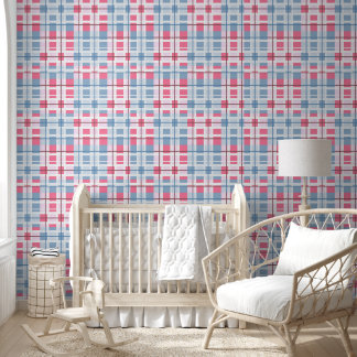 Kariertes Muster Pink & Blue rechteckig Baby Tapete