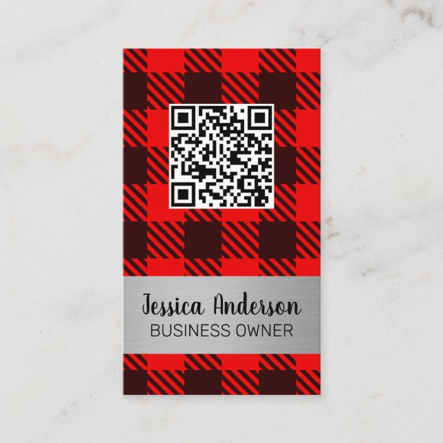 Kariertes Muster | QR-Prüfung | Visitenkarte (Vorderseite)
