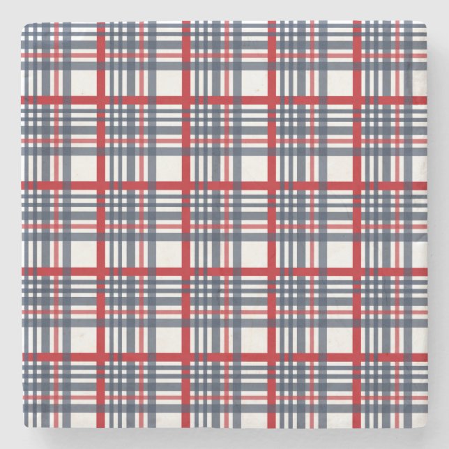 Kariertes Muster Steinuntersetzer (Vorderseite)