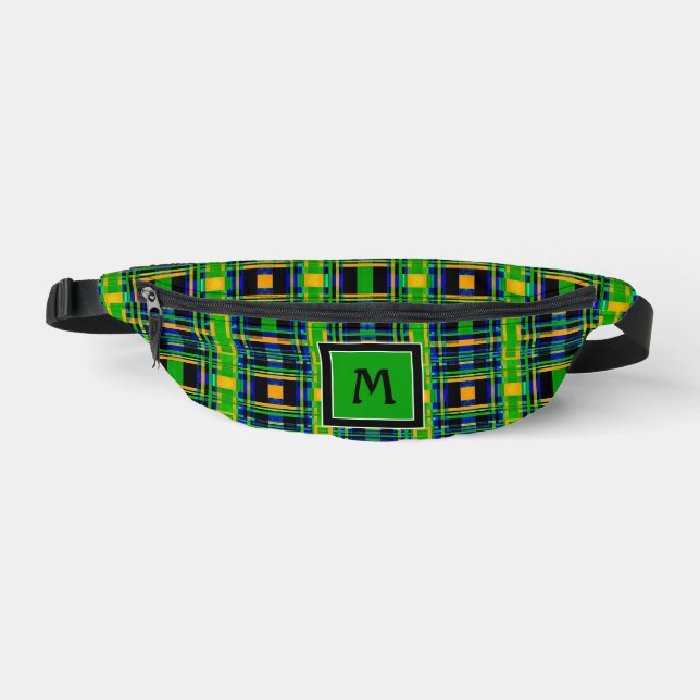 Kariertes Muster Tartan Karo Green Orange Black Bauchtasche (Vorderseite)