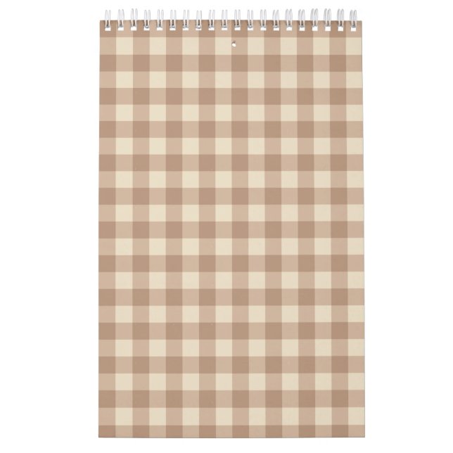 Kariertes Muster von Gingham in Braun und Weiß Kalender (Titelbild)