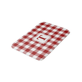 Kariertes Muster von Red White Gingham mit Monogra Badematte
