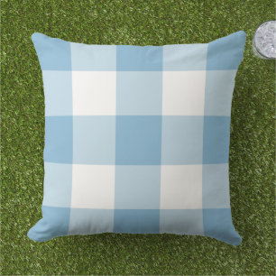 Kariertes Muster von Sky Blue und White Gingham Kissen