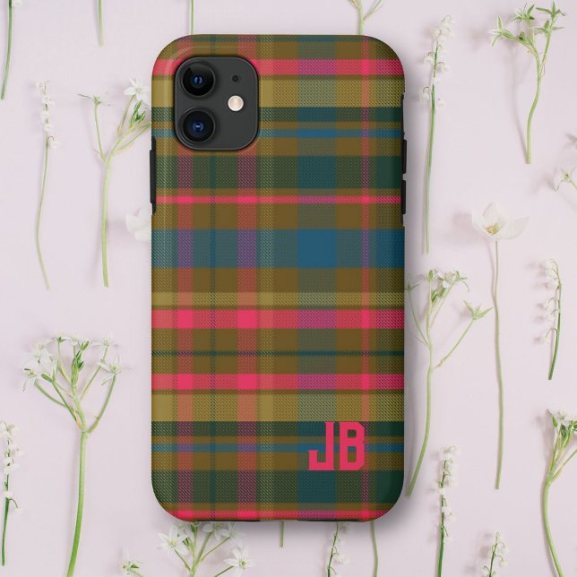 Kariertes Mustermonogramm Case-Mate iPhone Hülle (Von Creator hochgeladen)