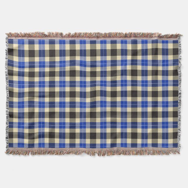 Kariertes Navy Blue und Black Tartan Decke (Vorderseite)
