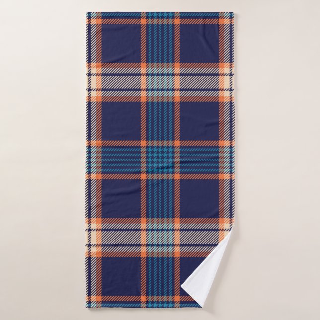 Kariertes Navy-Tartan-Muster Badehandtuch (Badehandtuch)