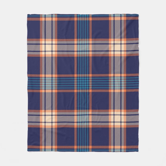 Kariertes Navy-Tartan-Muster Fleecedecke (Vorderseite)