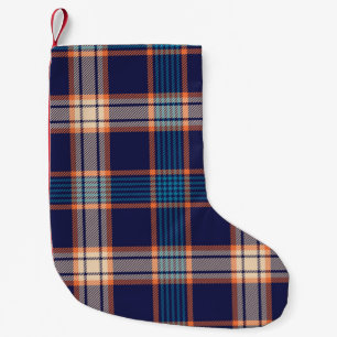 Kariertes Navy-Tartan-Muster Kleiner Weihnachtsstrumpf