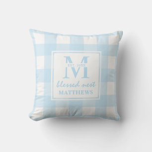 Kariertes Nest Baby Blue Buffalo Kissen