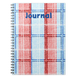 Kariertes Notebook in Rot, Weiß und Blau Notizblock