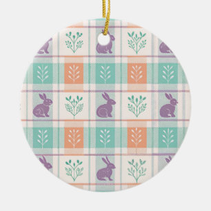 Kariertes Ostern Plaid Keramik Ornament