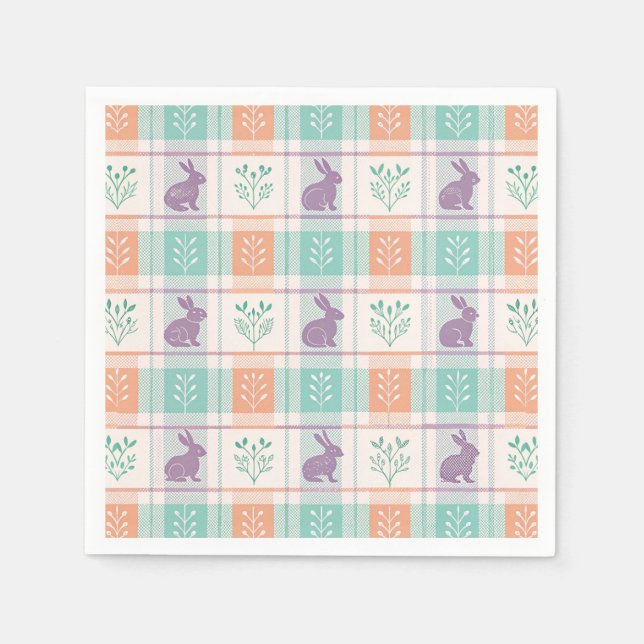 Kariertes Ostern Plaid   Serviette (Vorderseite)