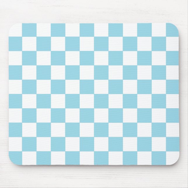 Kariertes Pastellblaues und weiß Mousepad (Vorne)
