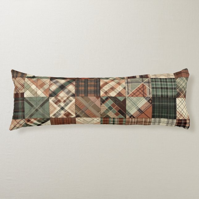 Kariertes Patchwork Cosy Seitenschläferkissen (Vorderseite)