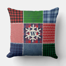 Kariertes Patchwork Mit Monogramm Snowflake Quilde Kissen