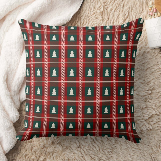 Kariertes Patchwork-Weihnachtsbaum-Muster Kissen (Decke)