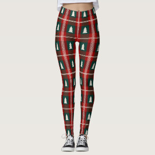 Kariertes Patchwork-Weihnachtsbaum-Muster Leggings