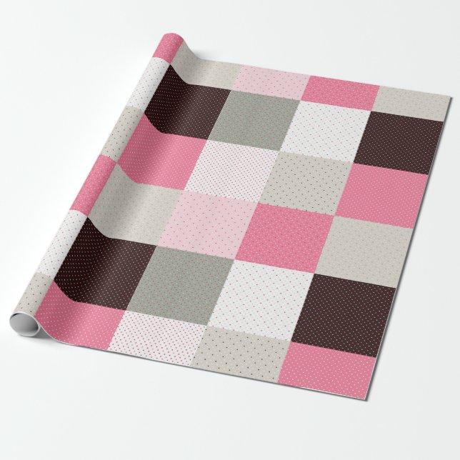 Kariertes Patchworkmuster Geschenkpapier (Ungerollt)