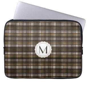 Kariertes personalisiertes Monogramm TANs u. Laptopschutzhülle
