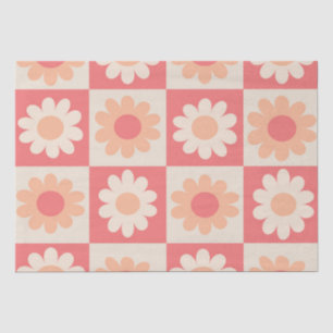Kariertes Pfirsichflaum Retro-Blumenmuster Seidenpapier