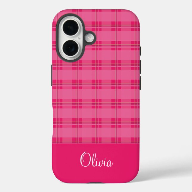 Kariertes Pink Case-Mate iPhone Hülle (Rückseite)