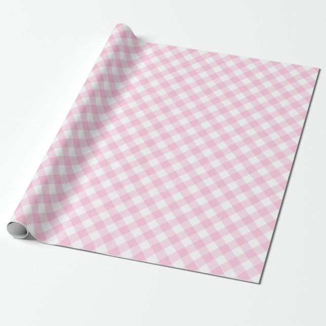 Kariertes Pink-Gingham-Muster Geschenkpapier (Ungerollt)