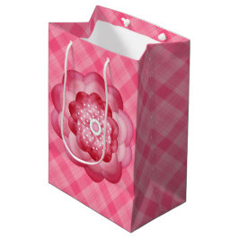 Kariertes PINKPATTER MIT PINK-BLUME Mittlere Geschenktüte