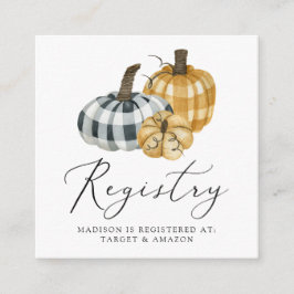 Kariertes Pumpkin Baby Showregister Begleitkarte
