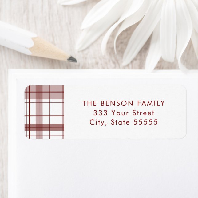 Kariertes Red White Return Label (Insitu)