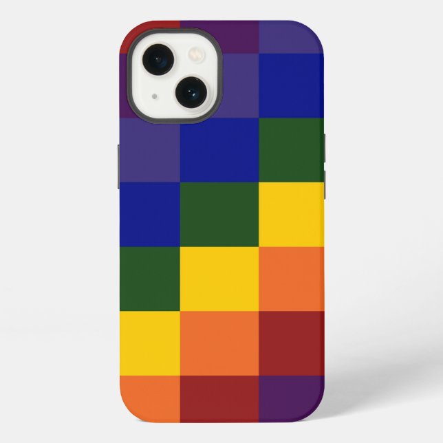 Kariertes Regenbogen iPhone Hülle (Rückseite)