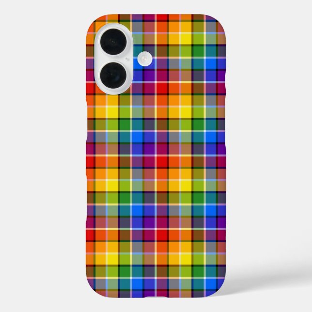 Kariertes Regenbogen-Muster Case-Mate iPhone Hülle (Rückseite)