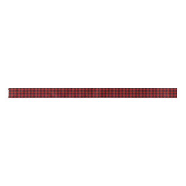 Kariertes Ribbon in Rot und Schwarz Buffalo Satinband (Vorderseite)