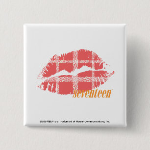 Kariertes Rosa Button