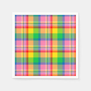 Kariertes rosa Gelbtartan-Design Serviette