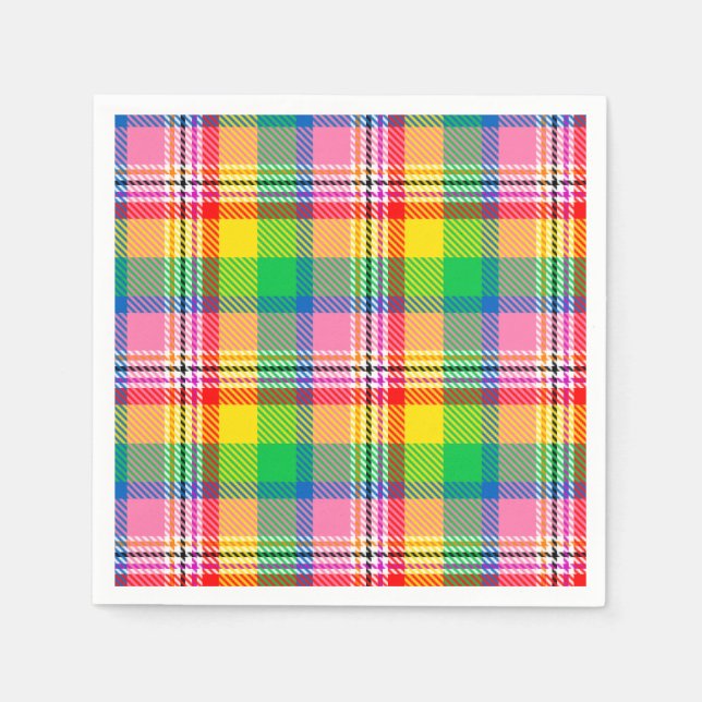 Kariertes rosa Gelbtartan-Design Serviette (Vorderseite)