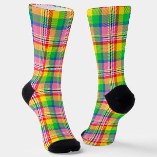 Kariertes rosa Gelbtartan-Design Socken