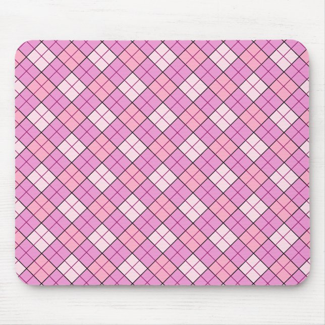 Kariertes rosa Mousepad (Vorne)
