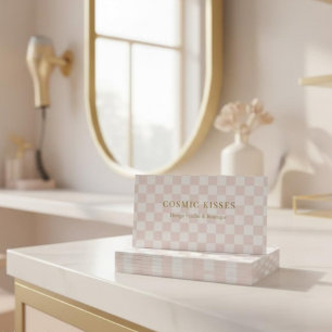 Kariertes Rosa QR-Code Boutique-Marketing Visitenkarte