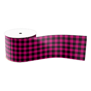 Kariertes, rosa und schwarzes Buffalo Ripsband
