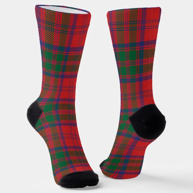 Kariertes Rot Grün Karo Tartan Socken (Gewinkelt)