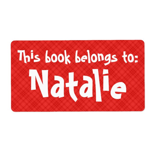 Kariertes Rot-Label "Dieses Buch gehört zu" (Vorne)