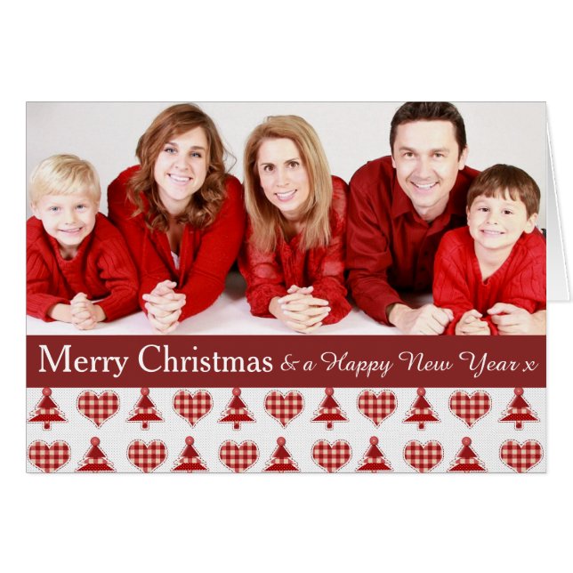 Kariertes Rot-Weihnachtsbäume-Muster Benutzerdefin (Vorderseite (Horizontal))