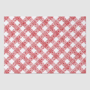 Kariertes Rot-Weiß-Gingham-Muster Weihnachten Seidenpapier