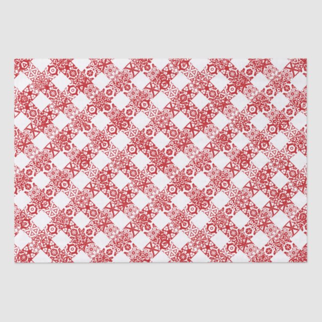 Kariertes Rot-Weiß-Gingham-Muster Weihnachten Seidenpapier (Vorderseite)