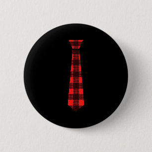 Kariertes Roter Büffel-Weihnachts-Tie Lustig Valen Button