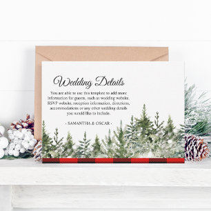 Kariertes Rotes Buffalo mit grünem Kiefernwald Begleitkarte