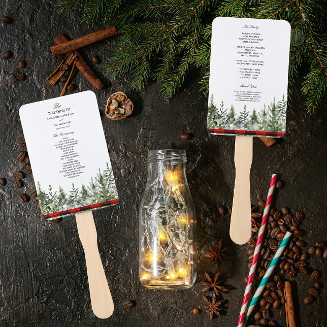 Kariertes Rotes Buffalo mit grünem Kiefernwald Fächer (Von Creator hochgeladen)