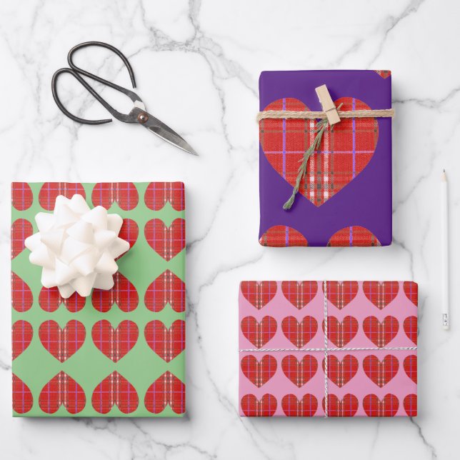 Kariertes Rotes Flanell Geschenkpapier Set (Vorderseite)
