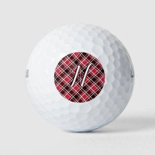 Kariertes rotes Monogramm aus Tartan, kundenspezif Golfball
