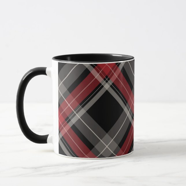 KARIERTES Rotes Schwarz Tasse (Links)